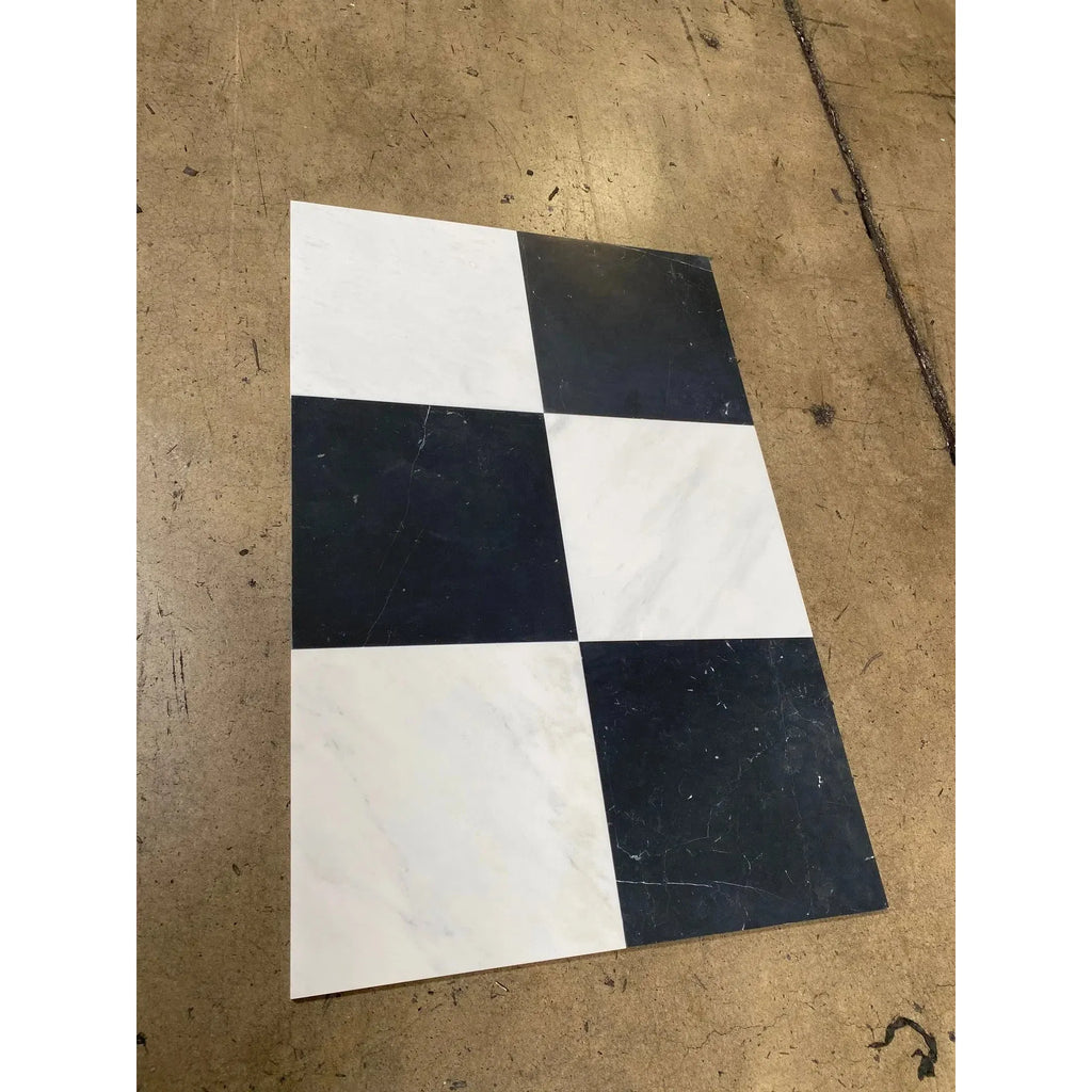 Black and white checkered tile from Checkerboard Oriental White Marble set