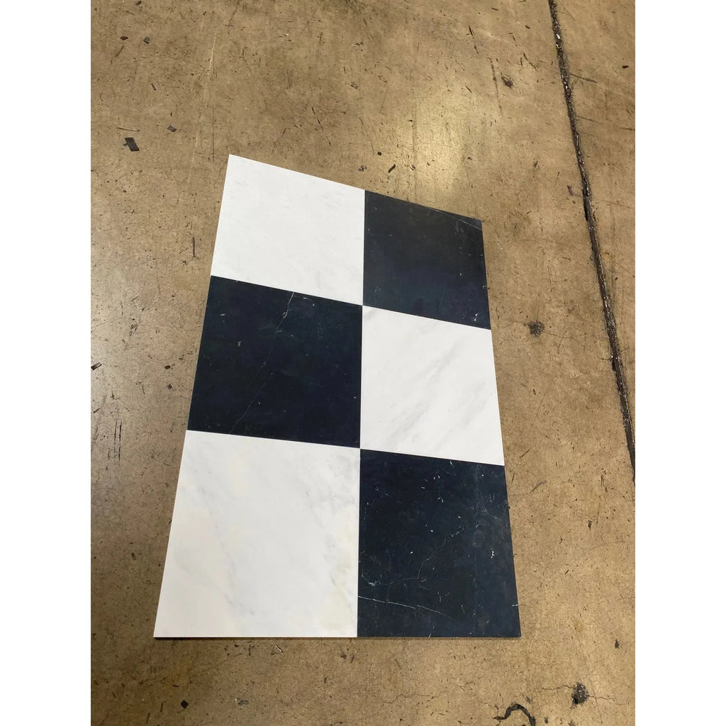 Black and white checkered tile from Checkerboard Oriental White Marble 12X12 Set