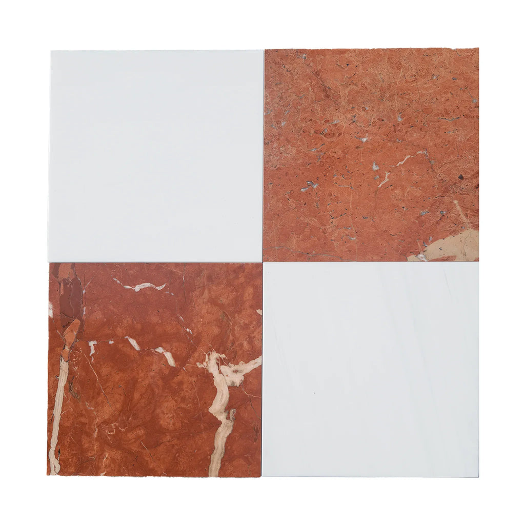 Square tile pattern from Checkerboard Rojo Alicante and Bianco Dolomite 12X12 Set