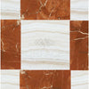 Checkerboard Rojo Alicante Marble and White Onyx 12X12 tile pattern design