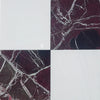 Four-square tile pattern in Checkerboard Rosso Levanto and Bianco Dolomite 12X12 Set