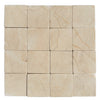 Square Crema Marfil 3X3 Tumbled marble tiles showcased in elegant arrangement