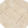 Square Crema Marfil 3X3 Tumbled marble tiles showcasing elegant natural stone texture