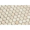 Beige octagonal tile pattern of Crema Marfil Marble 1 inch Hexagon Mosaic Tile