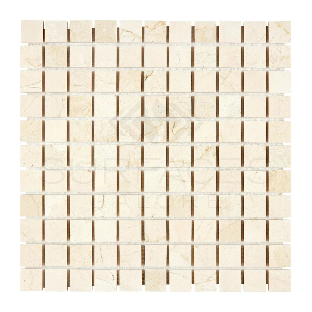 Crema Marfil Marble 1X1 Mosaic Polished or Honed Square Mosaic Tile Sheet