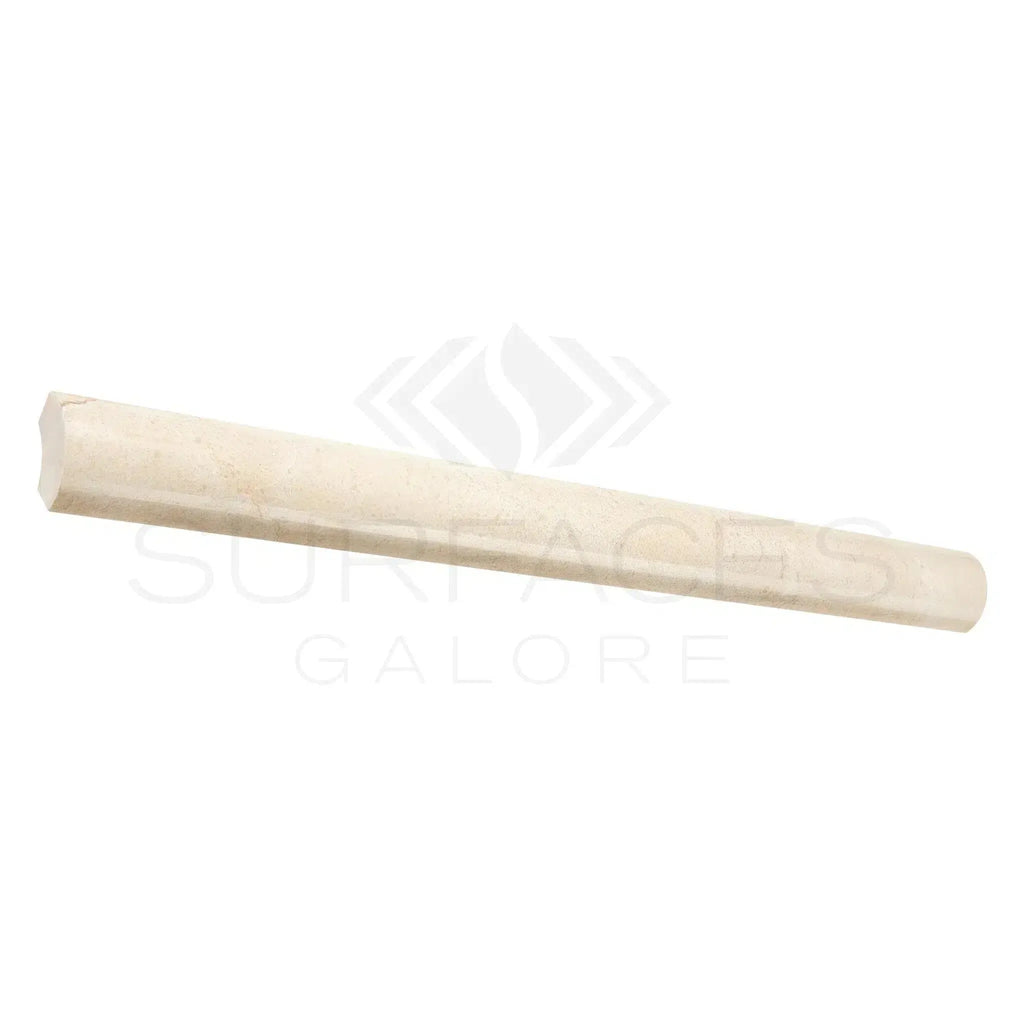 Rectangular off-white molding of Crema Marfil Marble 1x12 Quarter-Round Trim Liner