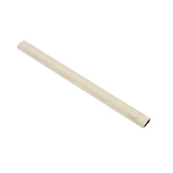 Cylindrical off-white tube of Crema Marfil Marble 1X12 Trim Liner Polished or Honed