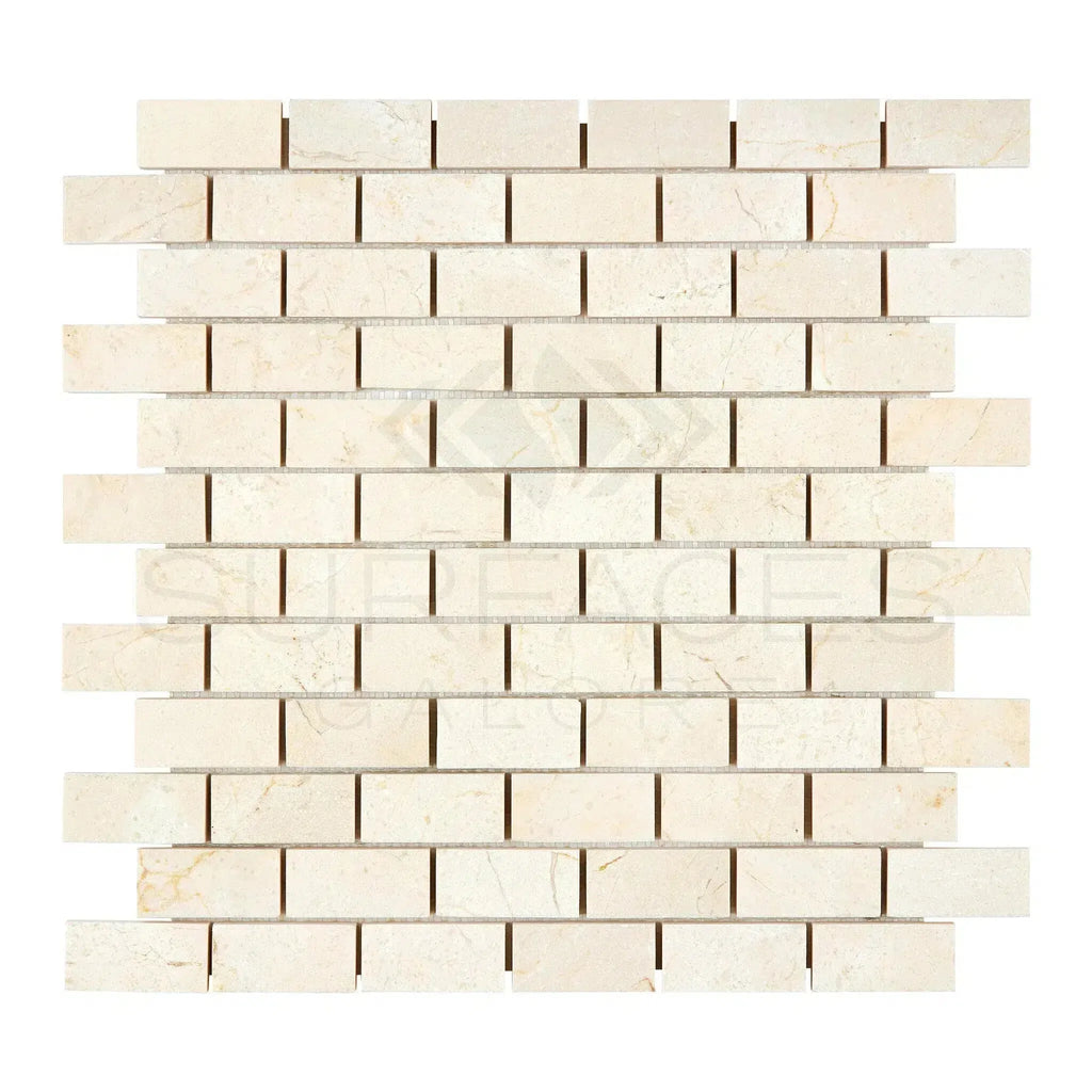 Crema Marfil Marble 1X2 Brick Mosaic Polished or Honed in beige brick color