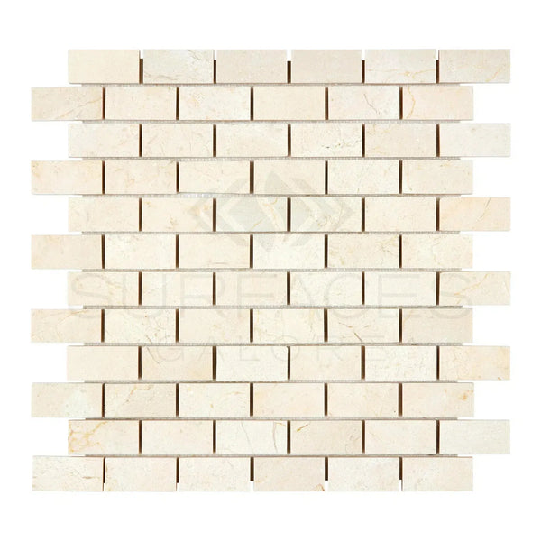 Crema Marfil Marble 1X2 Brick Mosaic Polished or Honed in beige brick color