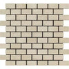 Beige Brick Mosaic Tile in Crema Marfil Marble 1X2 Brick Mosaic Tumbled design