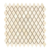 Diamond-patterned Crema Marfil Marble mosaic tile sheet for elegant interiors