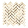 Herringbone pattern showcasing Crema Marfil Marble 1X2 Mosaic in polished finish