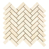 Crema Marfil Marble 1X3 Herringbone Mosaic showcasing light-colored tile pattern