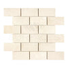 Crema Marfil Marble 2X4 Brick Mosaic in polished or honed beige brick-patterned tile