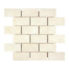 Beige Brick Mosaic Tile from Crema Marfil Marble 2X4 Brick Mosaic Tumbled Collection