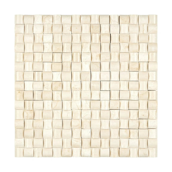 Textured beige mosaic tile from Crema Marfil Marble 3-D Small-Bread Polished or Honed