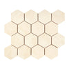 Beige hexagonal tile mosaic of Crema Marfil Marble 3 inch polished or honed finish