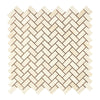 Herringbone pattern of beige Crema Marfil Marble tiles in polished or honed finish