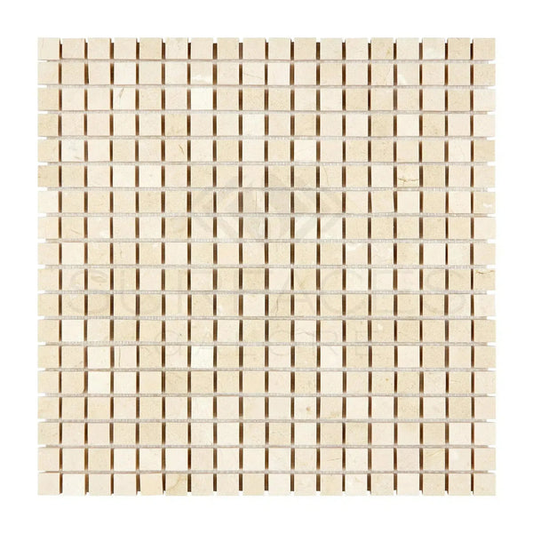 Square mosaic tile sheet of Crema Marfil Marble 5/8X5/8 in polished or honed finish