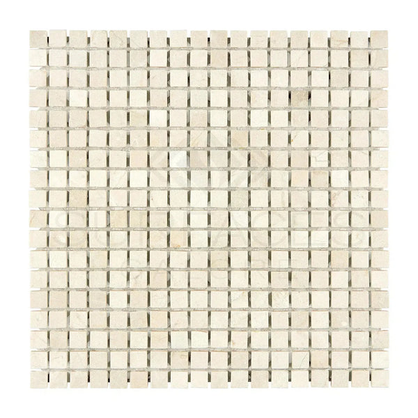 Crema Marfil Marble 5/8X5/8 Mosaic Tumbled Square Tile Sheet Display