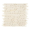 Beige mosaic tile sheet of Crema Marfil Marble Bamboo Sticks, polished finish