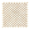 Beige scallop tile mosaic design in Crema Marfil Marble FAN Raindrop polished finish