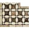 Decorative Crema Marfil Marble tile mosaic featuring a floral border design