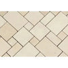 Beige geometric tile pattern of Crema Marfil Marble Mini-Versailles mosaic