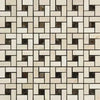 Intricate mosaic tile pattern of Crema Marfil Marble with Emp. Dark Dots design