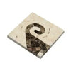 Square mosaic tile featuring spiral design in Crema Marfil Marble Wave Border Corner