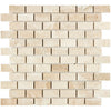 Beige brick mosaic tile featuring Diano Royal Queen Beige Marble polished finish