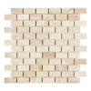 Beige marble brick mosaic tile from Diano Royal Queen Beige collection, polished finish