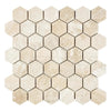 Beige hexagon marble tile mosaic from Diano Royal Queen Beige collection