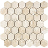 Beige hexagon mosaic tile from Diano Royal Marble 2 inch polished collection