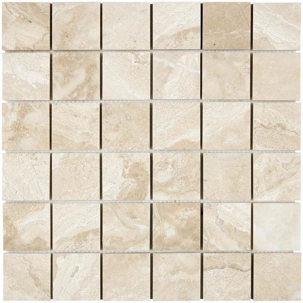 Beige marble mosaic tile in Diano Royal Queen Beige 2X2 Polished design