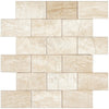 Beige marble brick wall tile from Diano Royal Marble 2X4 Pillowed Brick Mosaic Polished