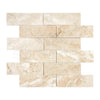 Beige marble brick mosaic from Diano Royal Queen Beige Marble 2X6 Split-Faced design