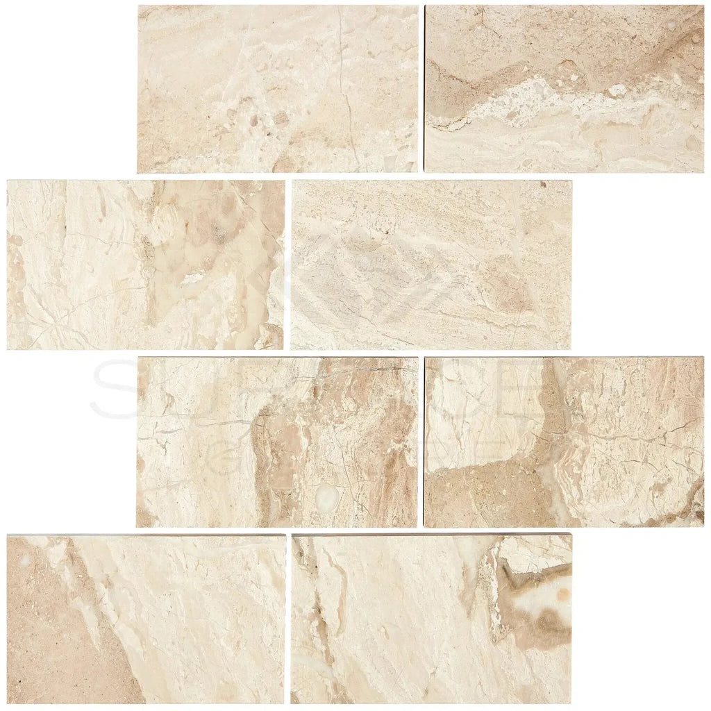 Beige marble tiles from Diano Royal Queen Beige Marble 3X6 Tile, polished finish