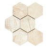 Beige marble hexagon tiles from Diano Royal Queen Beige Marble 4 inch mosaic polished