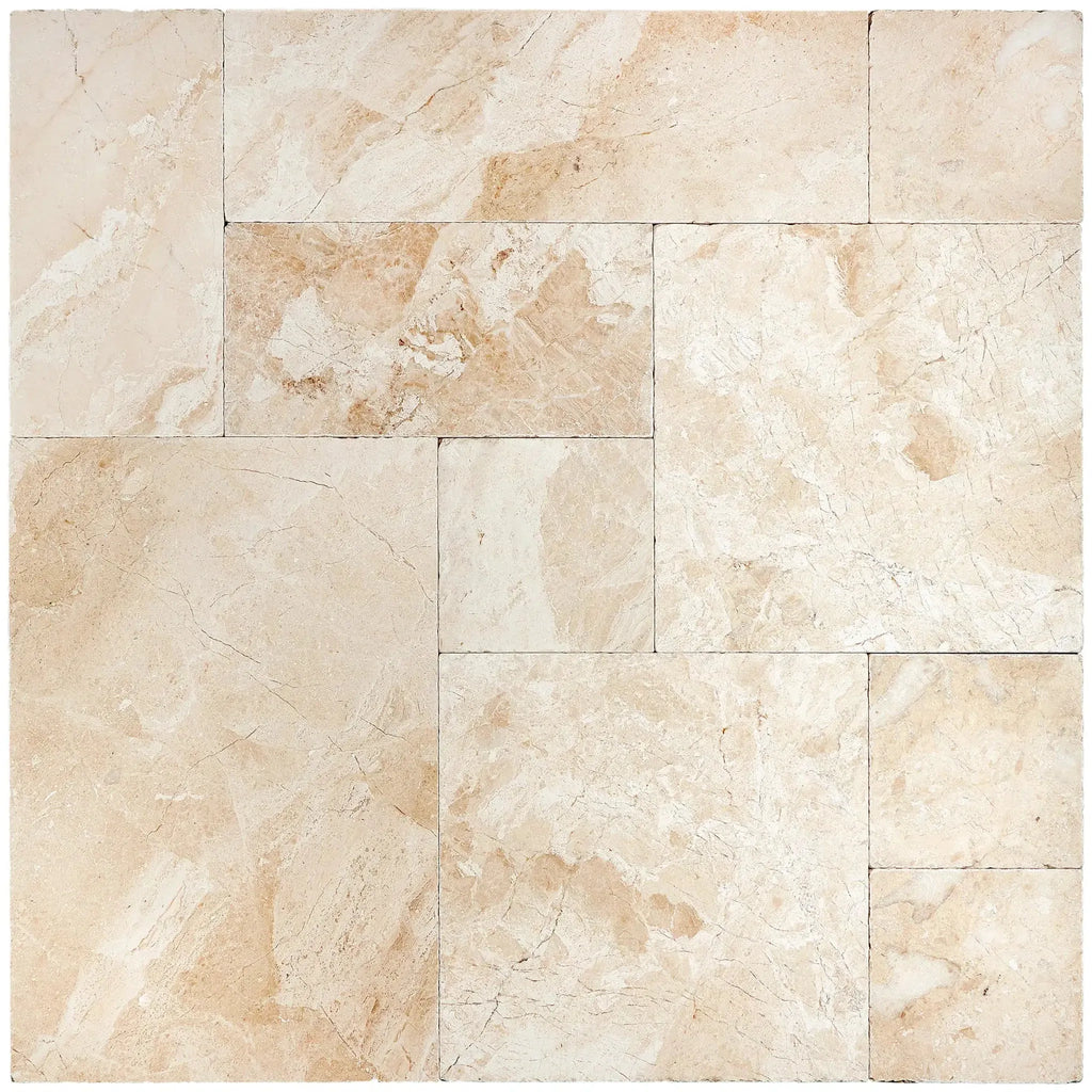 Beige marble tile pattern in Diano Royal Queen Beige 4 pcs Versailles set