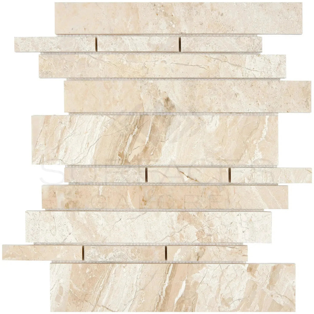 Beige marble mosaic tile from Diano Royal Queen Beige Marble Manhattan collection