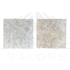 Two square textured stone tiles from Dore Reale Light Golden Beige Tumbled Tile