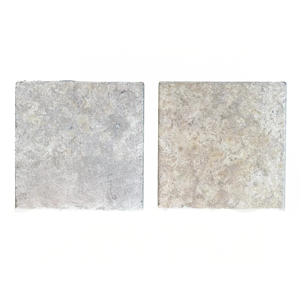 Two square Dore Reale Light Golden Beige 12X12 tumbled stone tiles for flooring