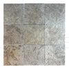 Nine gray stone tiles from Dore Reale Light Golden Beige Tumbled Tile collection