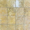 Square travertine tiles from Dore Reale Light in golden beige, 6x6 tumbled style