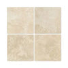 Four beige Travertine tiles from Durango/Paredon Mexican 12X12 Tumbled collection