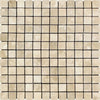 Beige square mosaic tile sheet of Durango Paredon Mexican 1X1 Travertine Tumbled