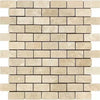 Beige brick mosaic tile from Durango Paredon Mexican 1X2 Travertine Tumbled collection