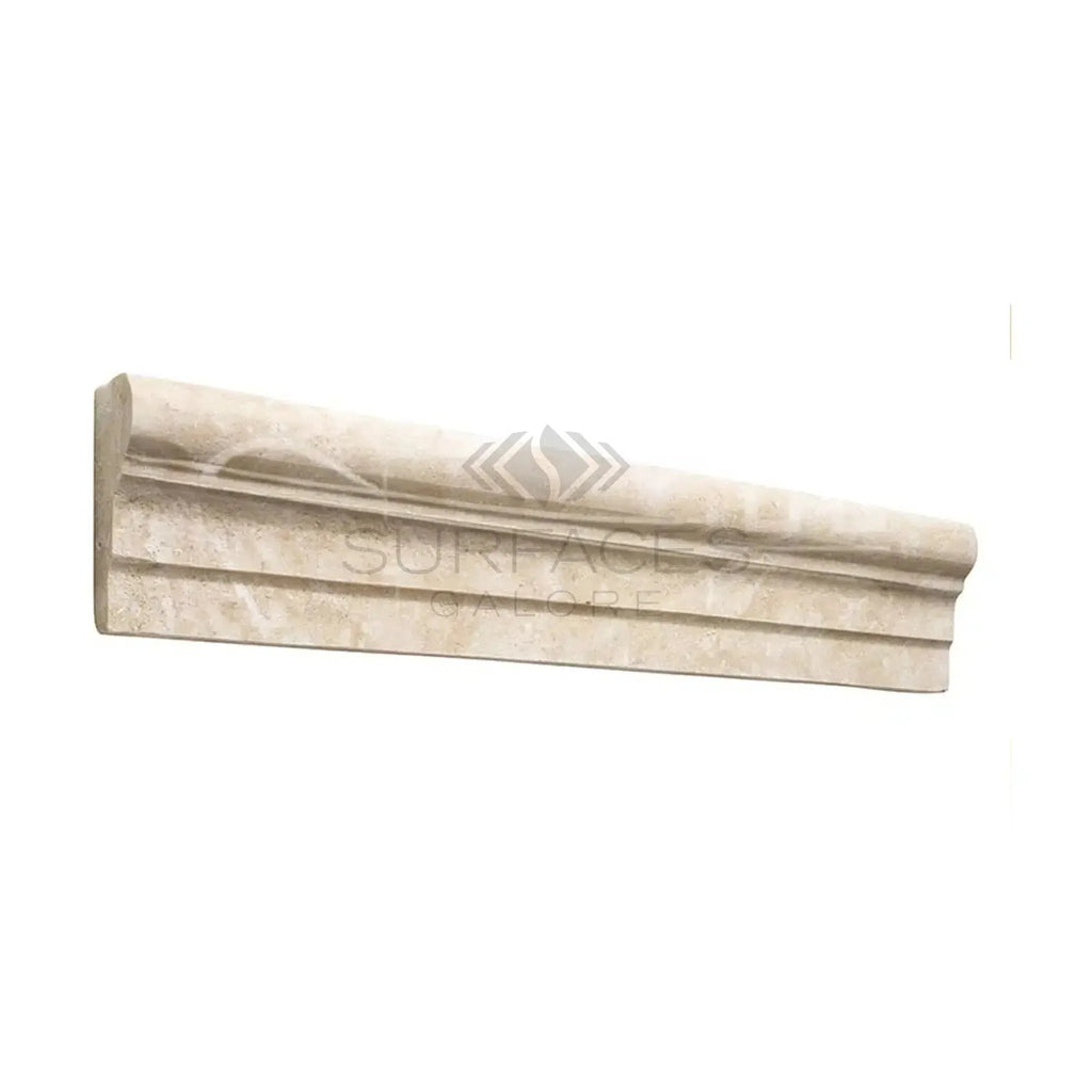 Beige marble molding in Durango Paredon 2 1/2X12 Crown Molding Liner Travertine Honed