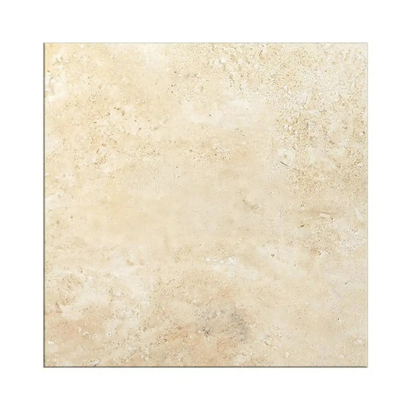 Square beige travertine tile from Durango Paredon Mexican 24X24 Filled and Honed collection